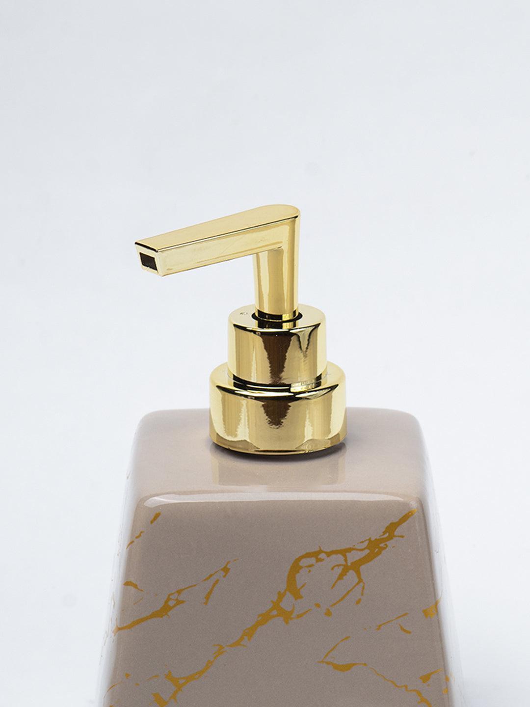 Brown Ceramic Soap Dispenser - Stone Finish, Bath Accessories - 4