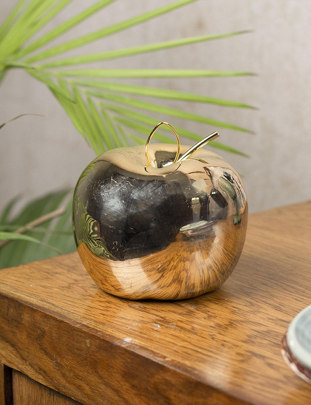 Ceramic Apple sculpture - Golden Décor Ornament - 1