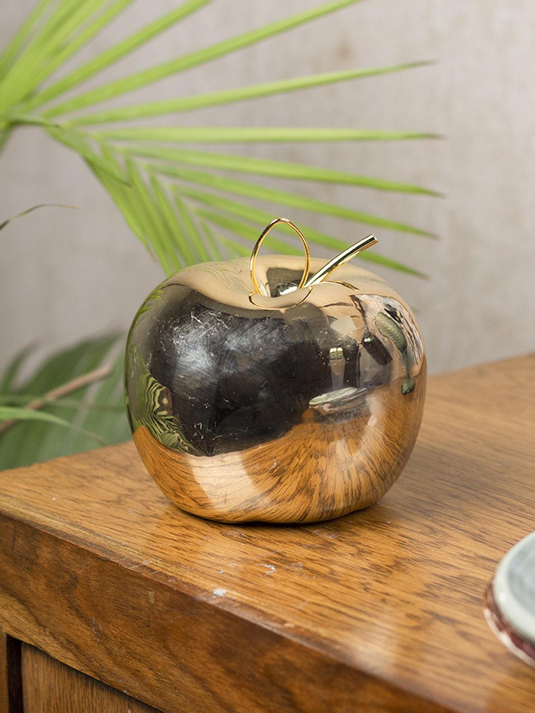 Ceramic Apple sculpture - Golden Décor Ornament - 1