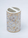 Ceramic Cylindrical Bathroom Set Of 4 - Geometric Pattern, Bath Accessories - 5