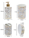 Ceramic Cylindrical Bathroom Set Of 4 - Geometric Pattern, Bath Accessories - 7