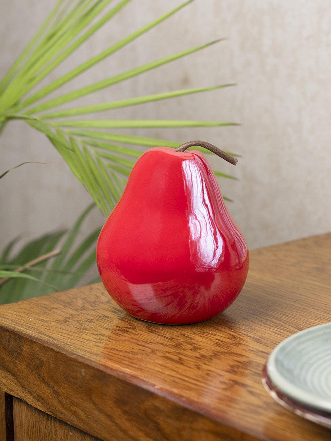 Ceramic Pear sculpture - Red, Décor Ornament - 1