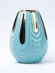 Emrald Ceramic Vase - Ribbed Design, Flower Holder - 2