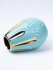 Emrald Ceramic Vase - Ribbed Design, Flower Holder - 4