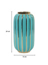 Emrald Ceramic Vase Ribbed Design, Flower Holder - 5