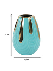 Emrald Ceramic Vase - Ribbed Design, Flower Holder - 5