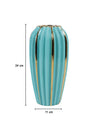 Emrald Ceramic Vase - Ribbed Design, Flower Holder - 5