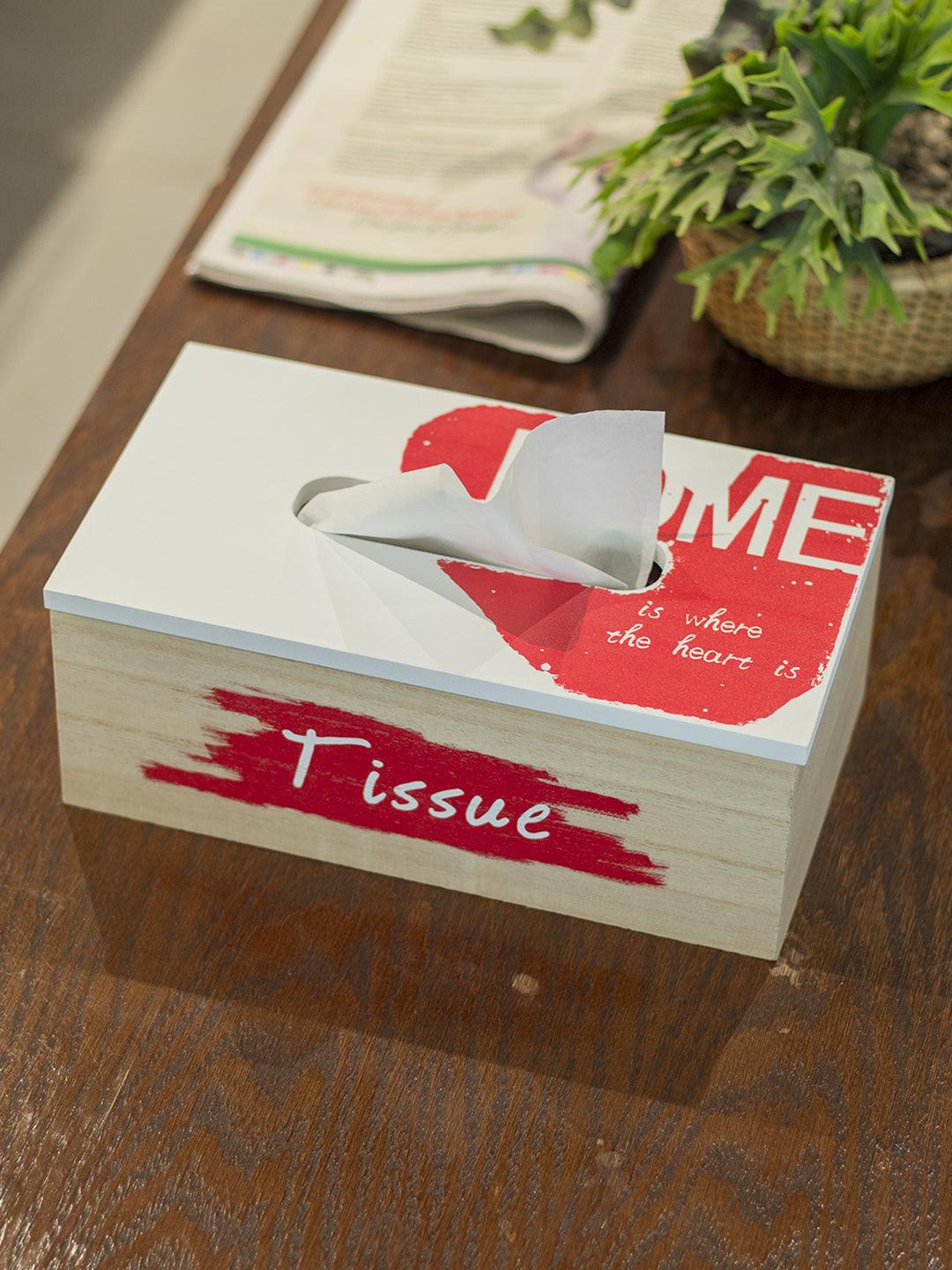 Exquisite White & Red Tissue Holder Box For Home - 1