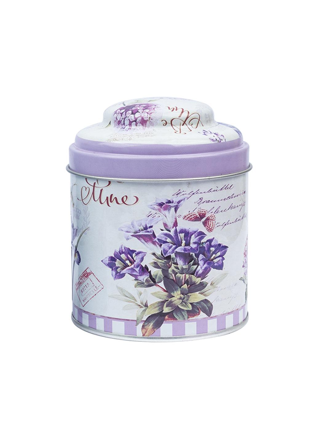 Floral Metal Tin Canister With Lid - Lavender - MARKET 99