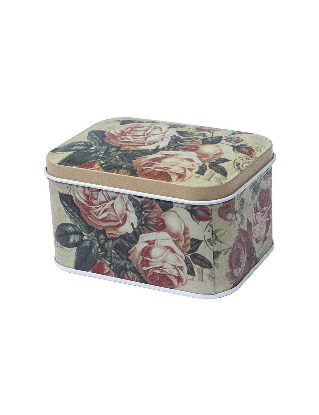 Floral Metal Tin Container Box - Multi Color - MARKET 99