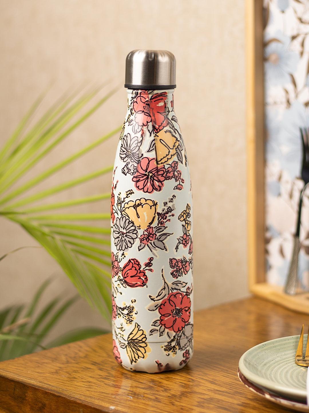 Floral Prints Stainless Steel Water Storage Bottle 500mL - 1