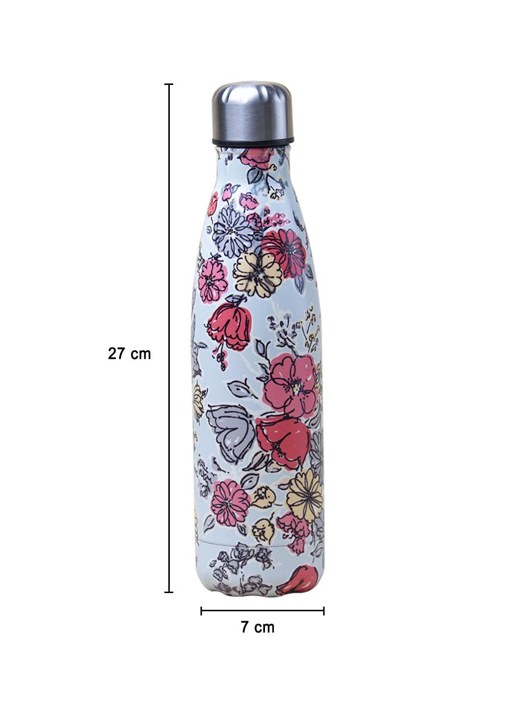 Floral Prints Stainless Steel Water Storage Bottle 500mL - 4