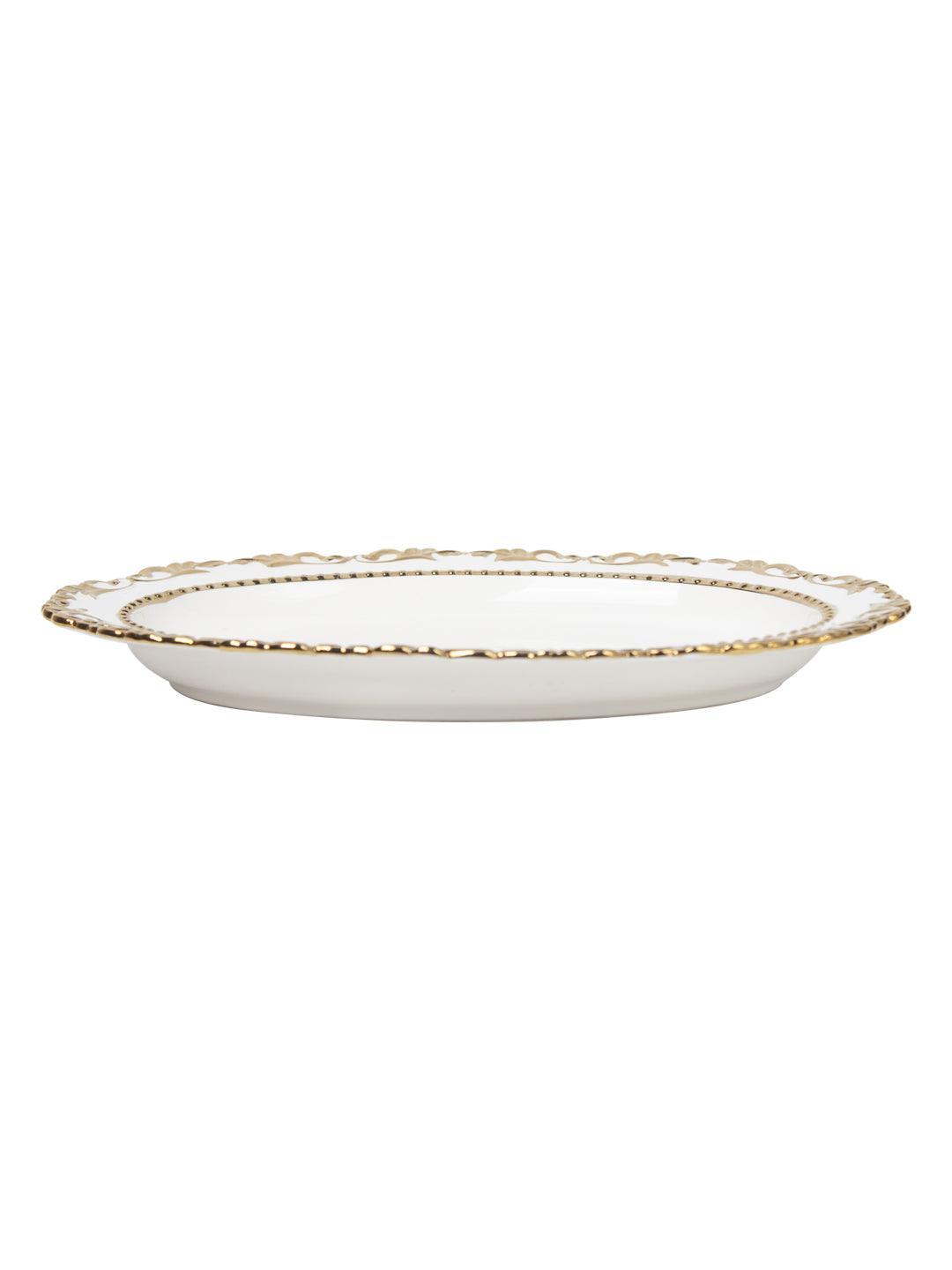 Golden Edge Glazed Serveware Dish
