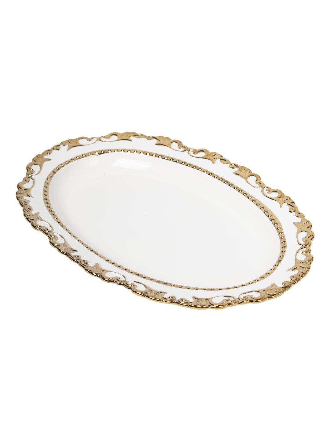 Golden Edge Glazed Serveware Dish