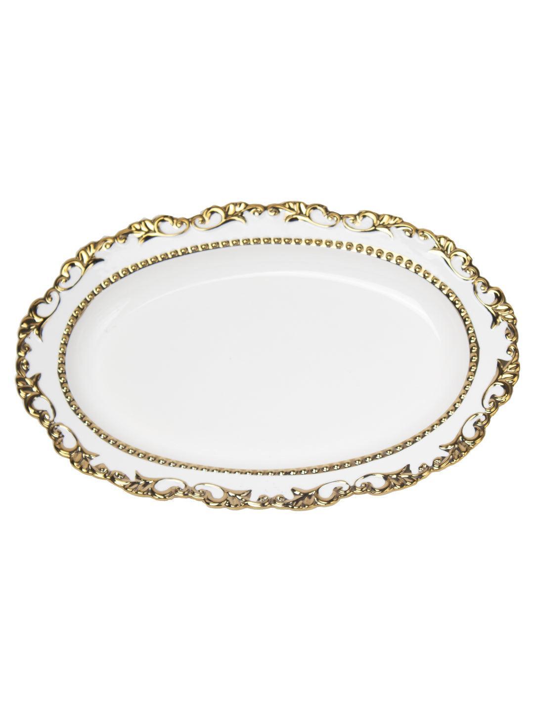 Golden Edge Glazed Serveware Dish