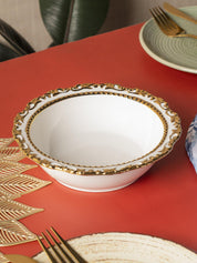 Golden Edge Glazed White Dish