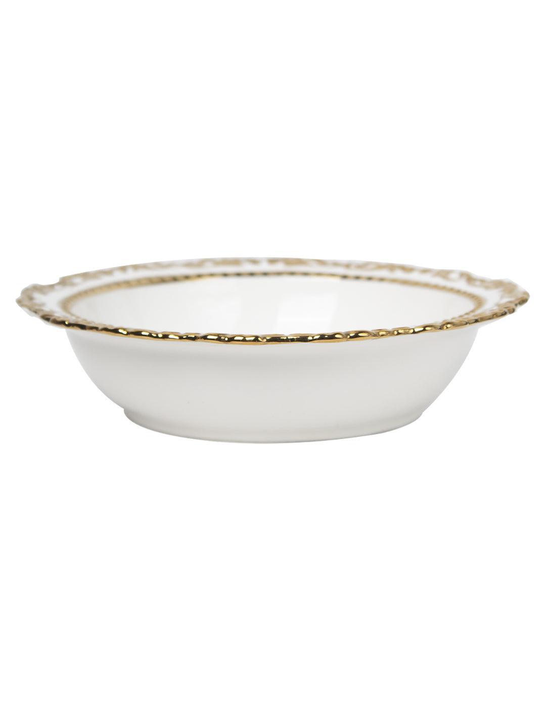 Golden Edge Glazed White Dish