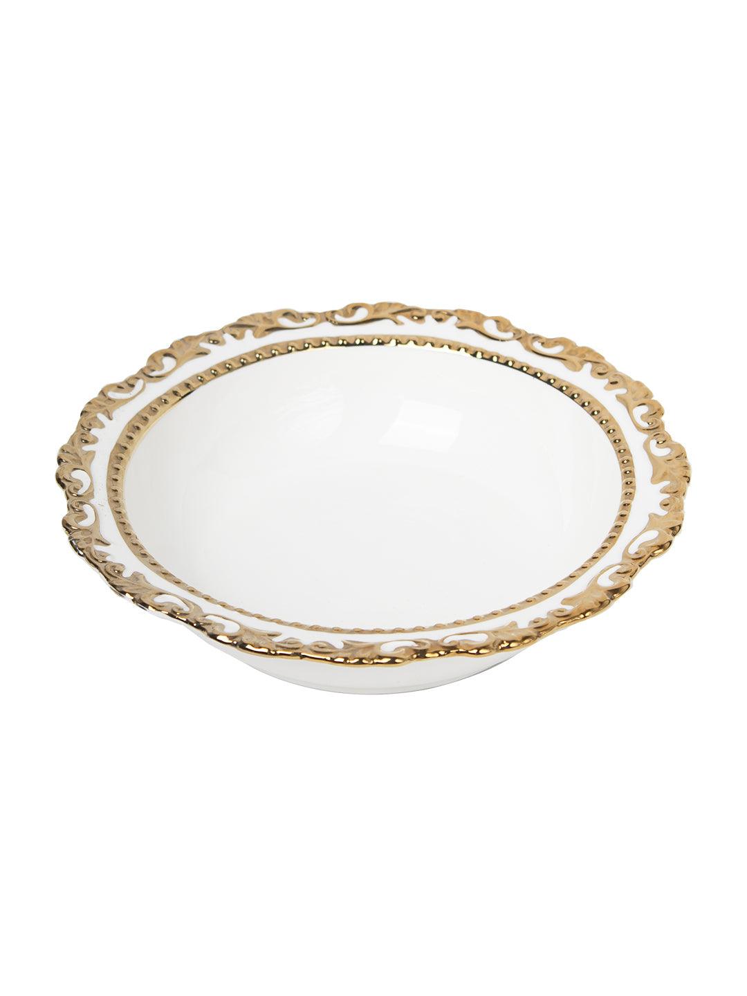 Golden Edge Glazed White Dish