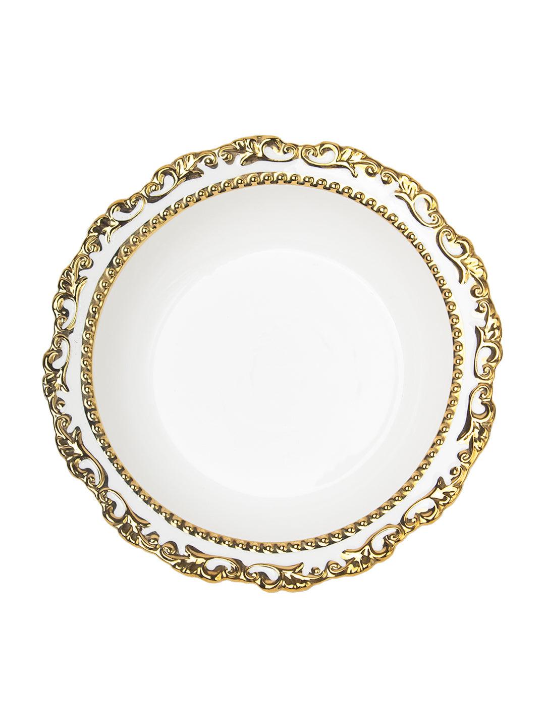 Golden Edge Glazed White Dish