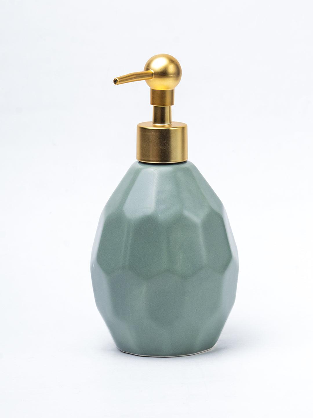 Green Ceramic Bathroom Set Of 4 - Stone Finish, Bath Accessories - 2