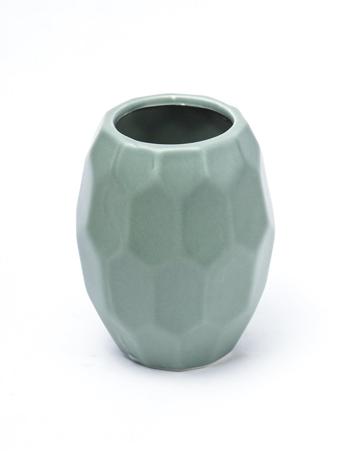 Green Ceramic Bathroom Set Of 4 - Stone Finish, Bath Accessories - 5