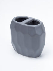 Grey Ceramic Bathroom Set Of 4 - Hexagonal Pattern, Bath Accessories - 4