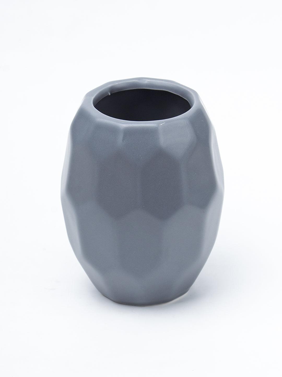 Grey Ceramic Bathroom Set Of 4 - Hexagonal Pattern, Bath Accessories - 5