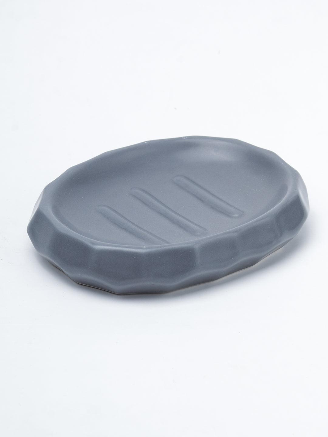 Grey Ceramic Bathroom Set Of 4 - Hexagonal Pattern, Bath Accessories - 6