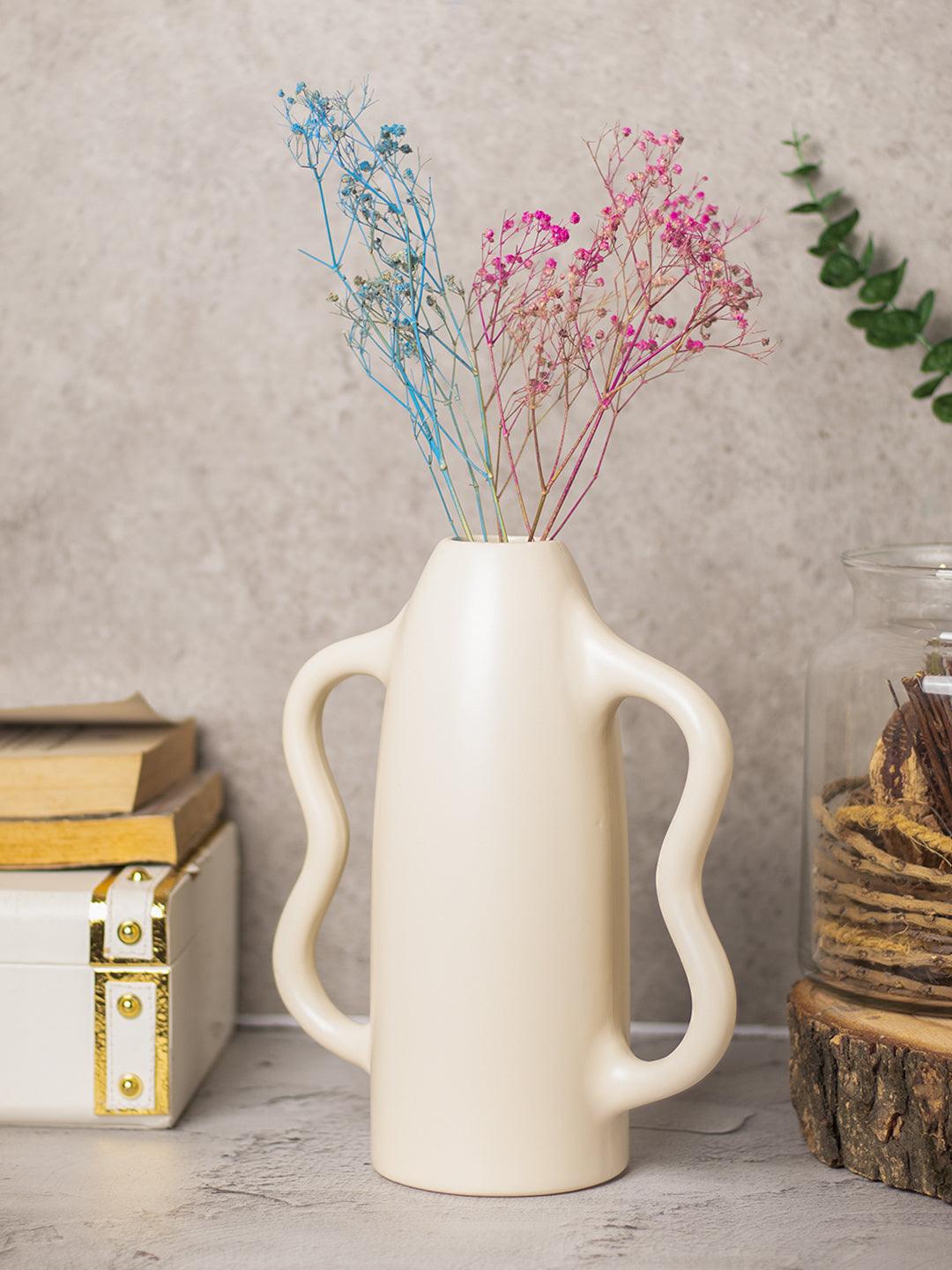 Grey Ceramic Curvy Vase - Curvy, Flower Holder - 1