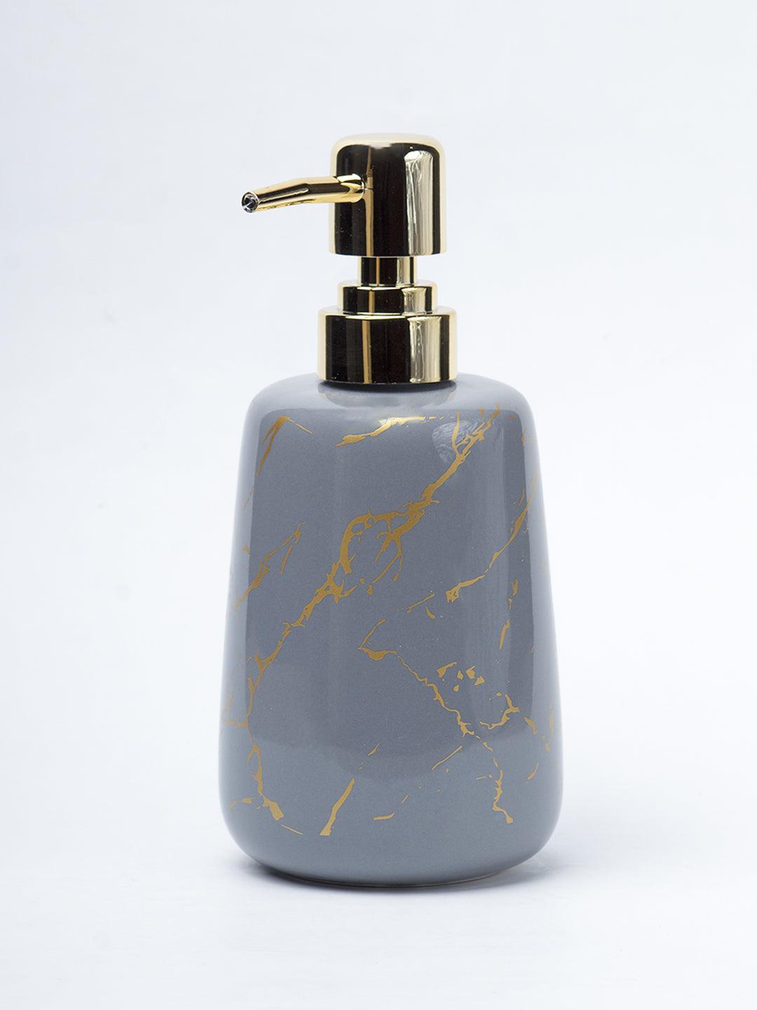 Grey Ceramic Liquid Soap Dispenser - Stone Finish, Bath Accessories - 2