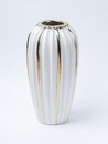 Grey Ceramic Vase - Ribbed Design, Flower Holder - 3
