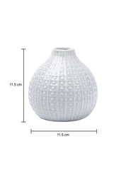 Grey Ceramic Vase - Textured Pattern, Flower Holder - 4