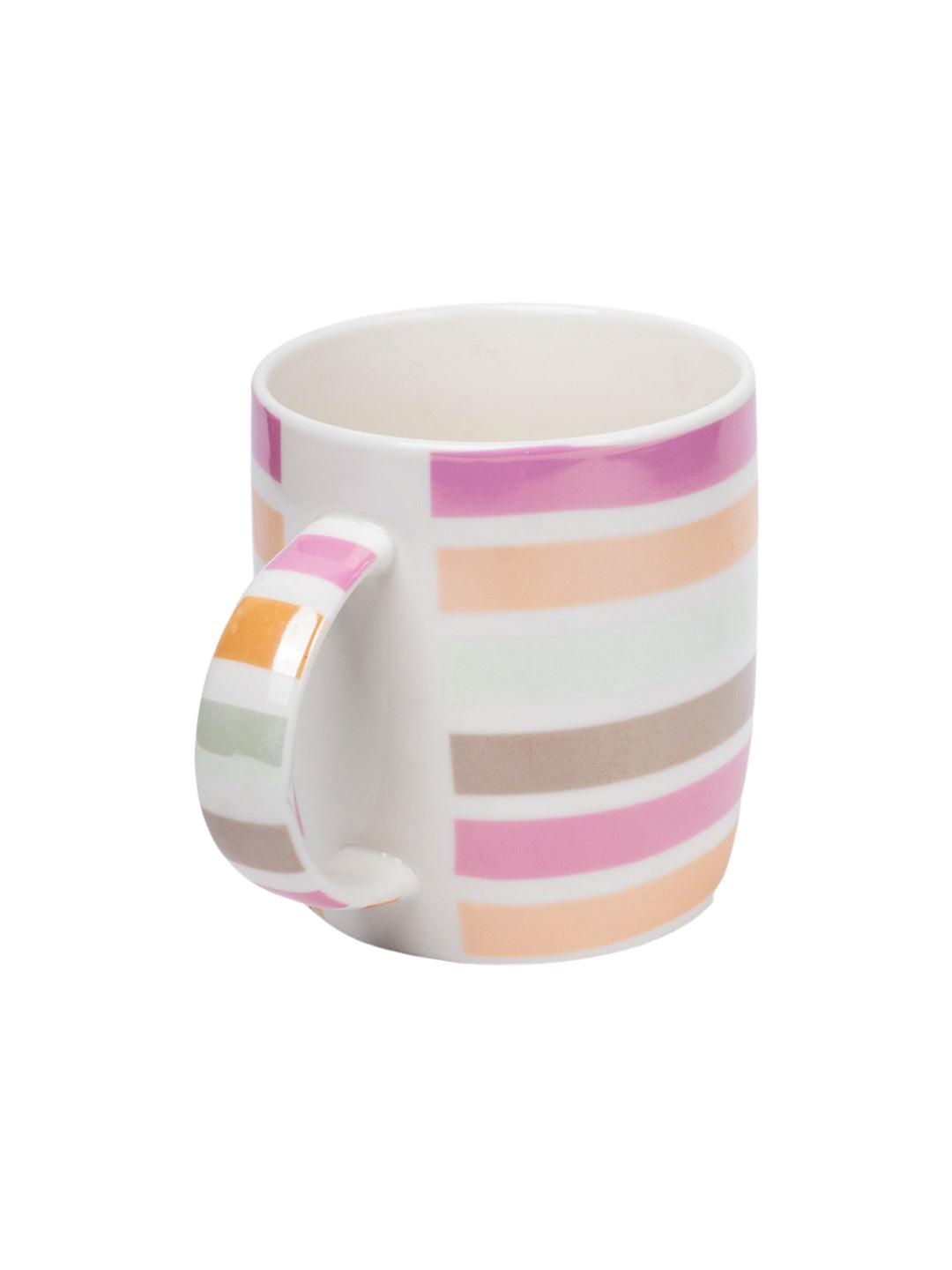 Horizontal Stripes Ceramic Coffee Mug - 350mL, Multi - MARKET 99