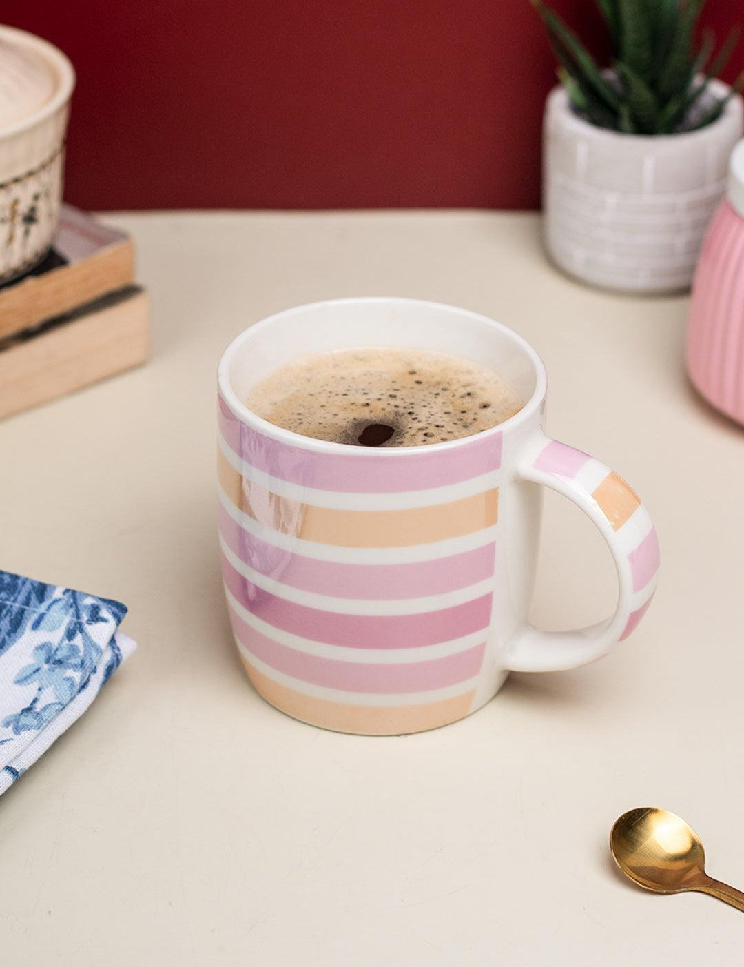 Horizontal Stripes Coffee Mug - 350mL, Multi - MARKET 99
