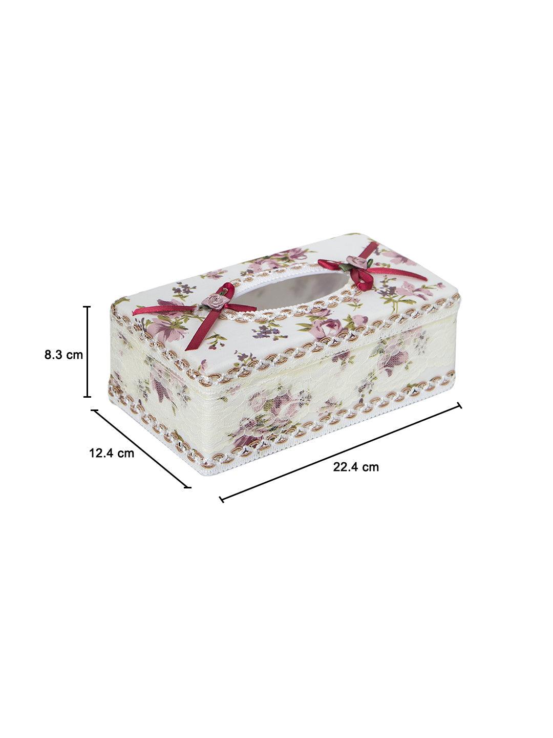Ivory & Pink Tissue Box - 22.4 X 12.4 X 8.3Cm - MARKET 99