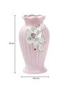 Light Pink Ceramic Curvy Vase - Engraved Floral Pattern, Flower Holder - 6