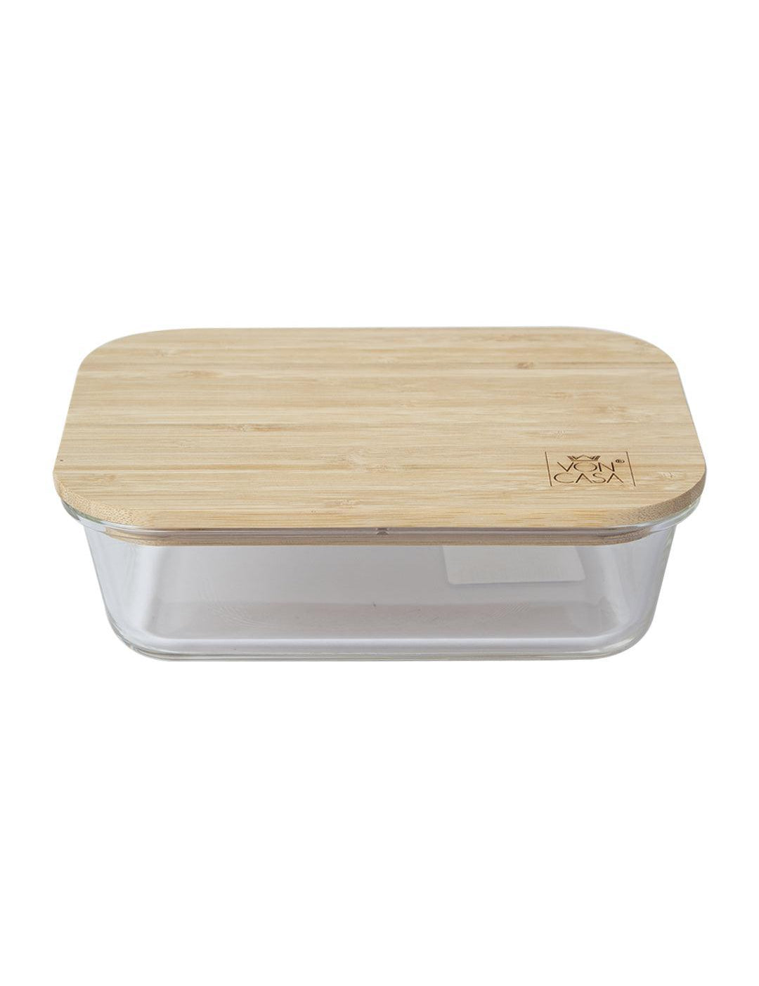 Market99 Borosillicate Glass Food Storage Container With Bamboo Lid - 1004mL - MARKET 99