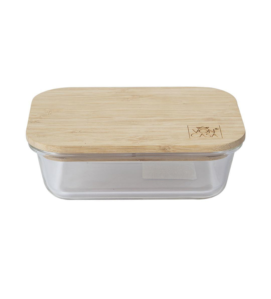 Market99 Borosillicate Glass Food Storage Container With Bamboo Lid - 640mL - MARKET 99