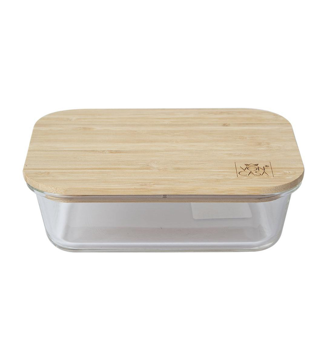 Market99 Borosillicate Glass Food Storage Container With Bamboo Lid - 640mL - MARKET 99