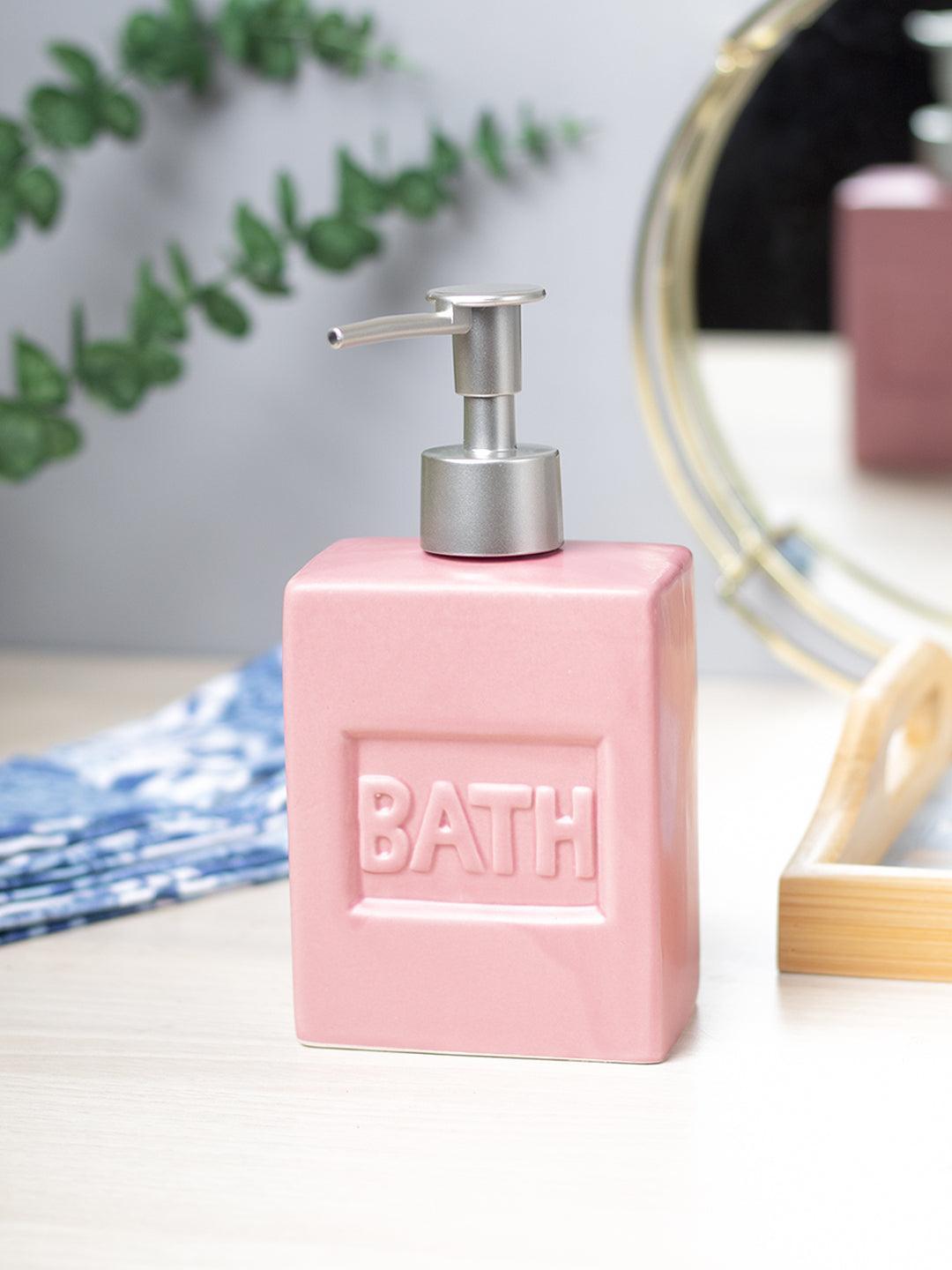 Maroon Ceramic Liquid Soap Dispenser - Plain, Bath Accessories - 1