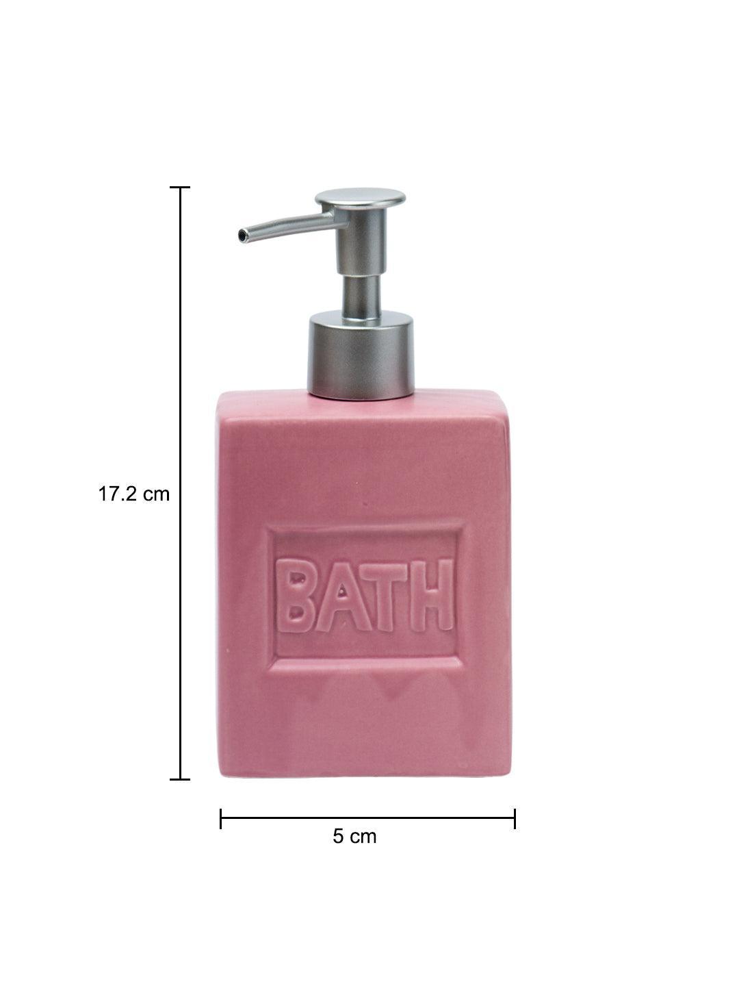 Maroon Ceramic Liquid Soap Dispenser - Plain, Bath Accessories - 6