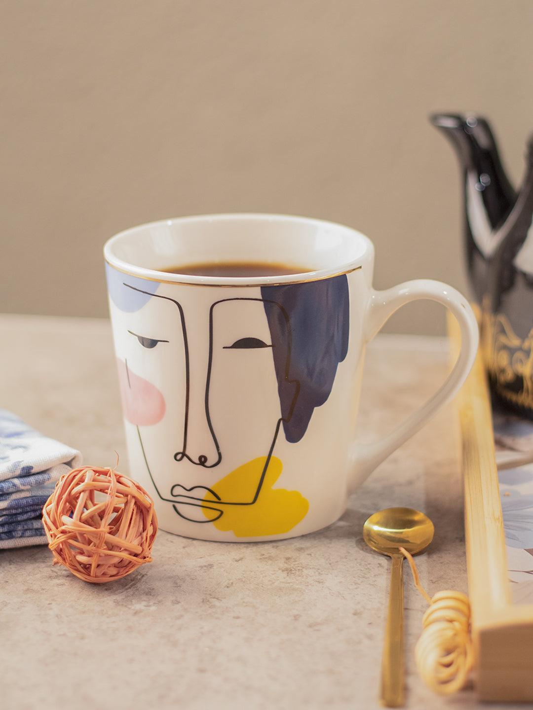 Multicolor Ceramic Coffee Mug 450 Ml - Face Sketch, Cups & Mugs - 1