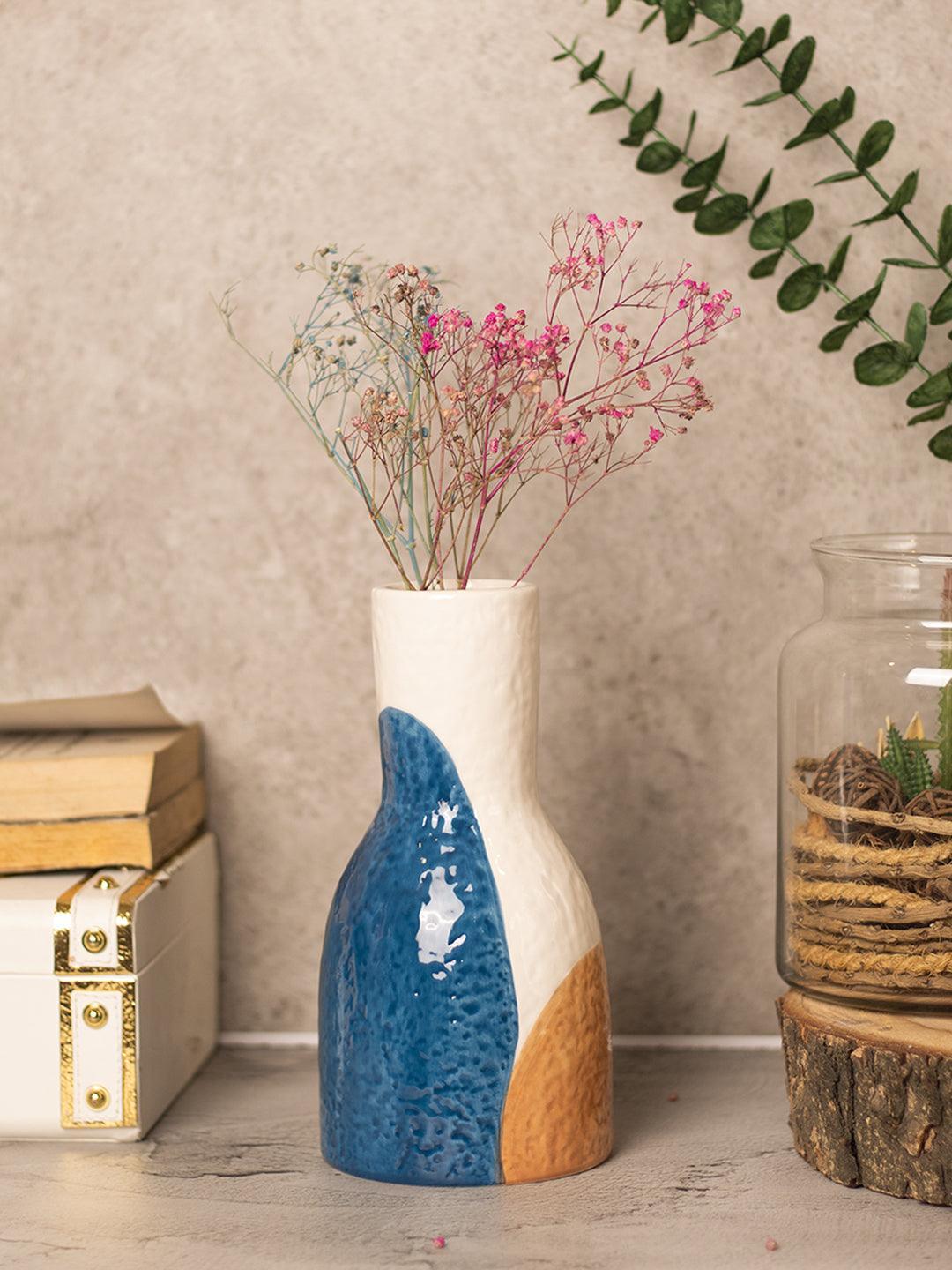 Multicolor Ceramic Vase - Abstract Design Flower Holder - 1