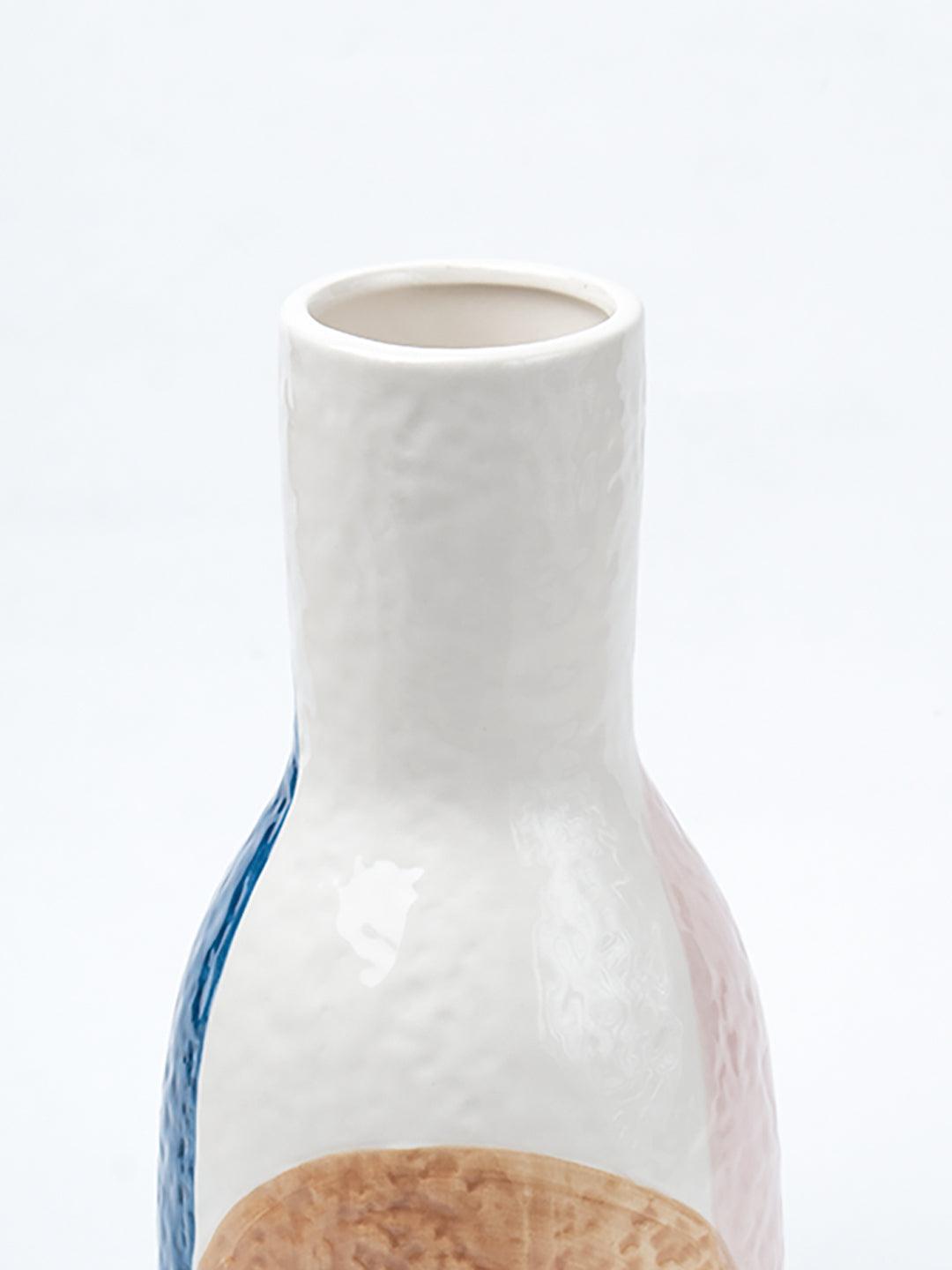 Multicolor Ceramic Vase - Abstract Design Flower Holder - 4