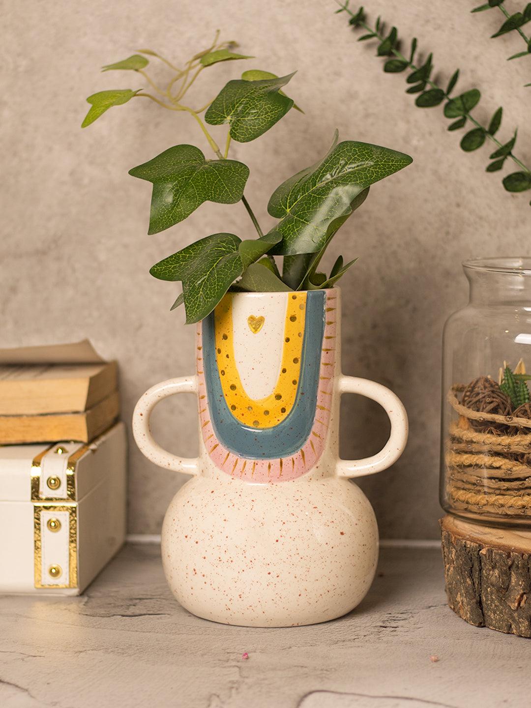 Multicolor Ceramic Vase - Antique Design, Flower Holder - 1