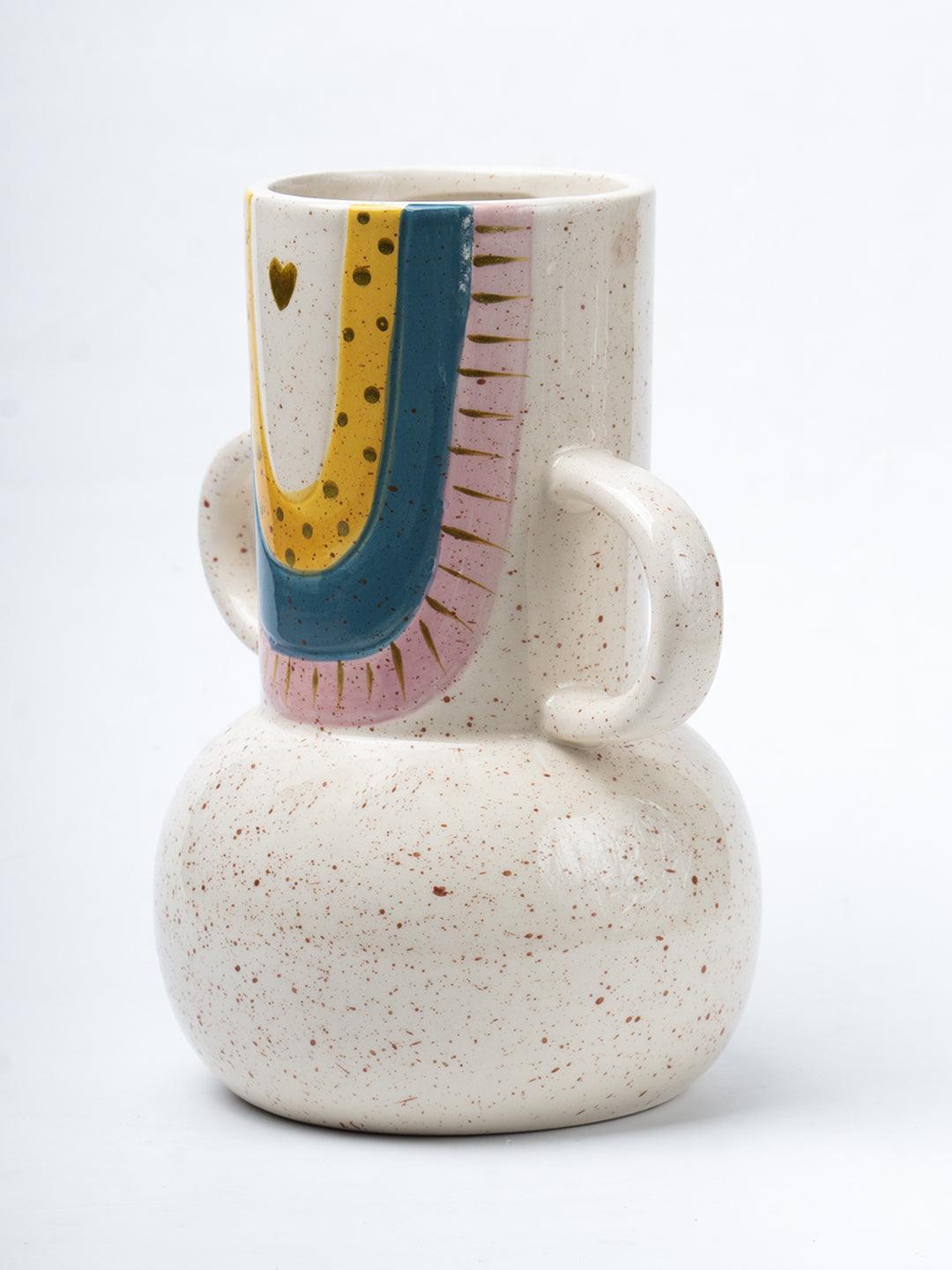 Multicolor Ceramic Vase - Antique Design, Flower Holder - 4
