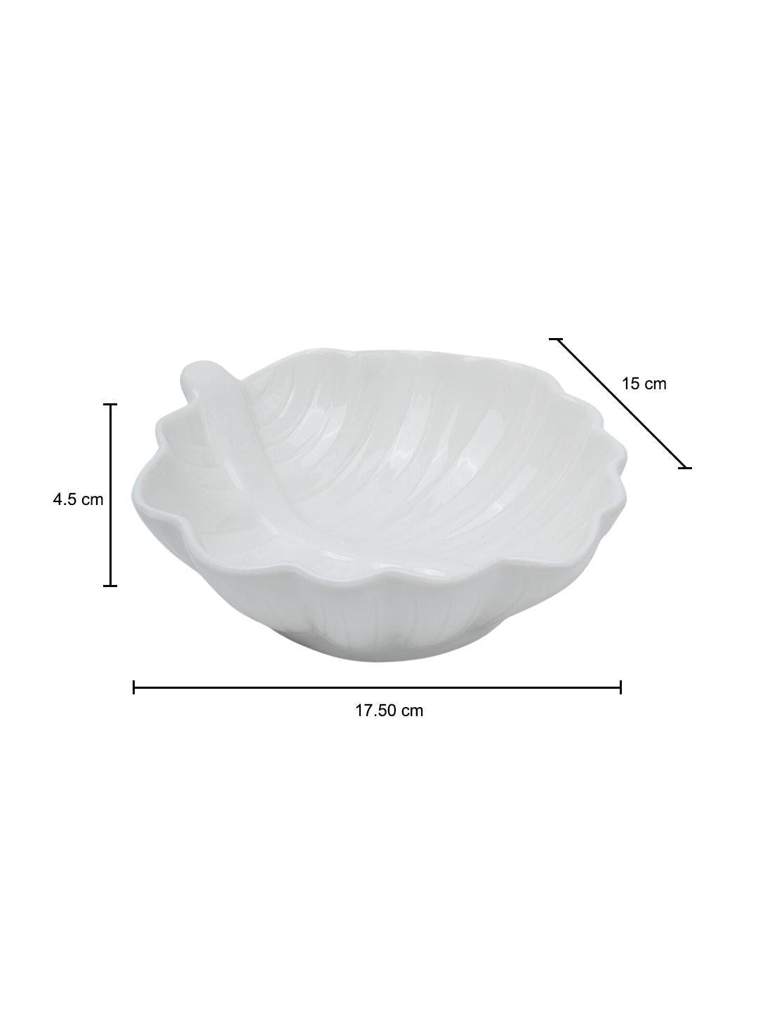 Off White Ceramic Dish - Pack Of 2, Leaf Shape - 5