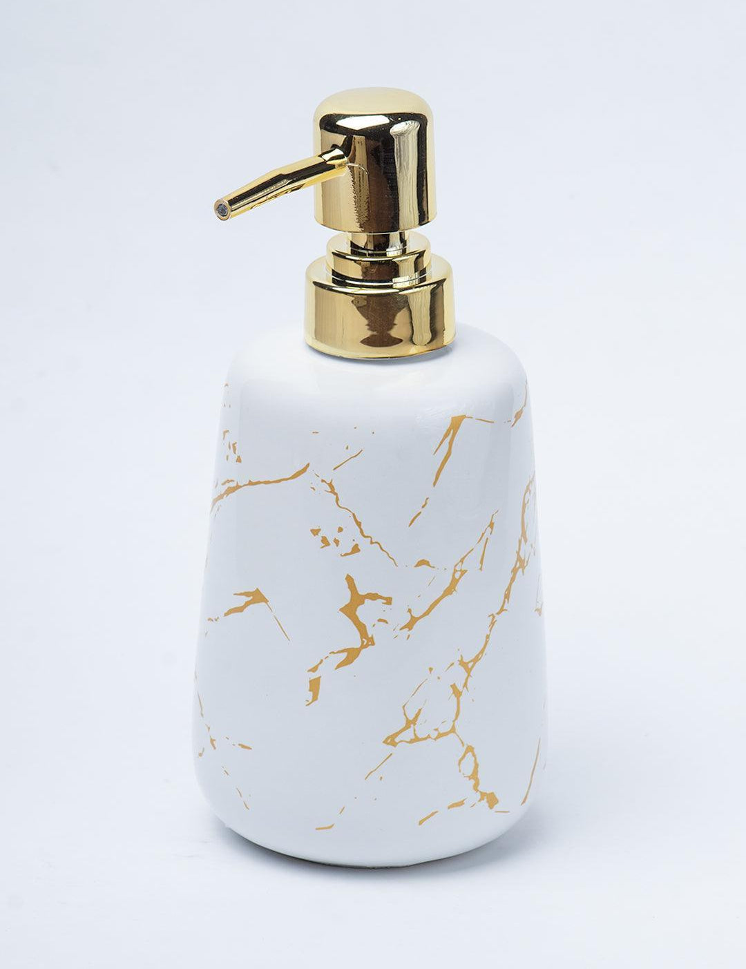 Off White Ceramic Liquid Soap Dispenser - Stone Finish, Bath Accessories - 2