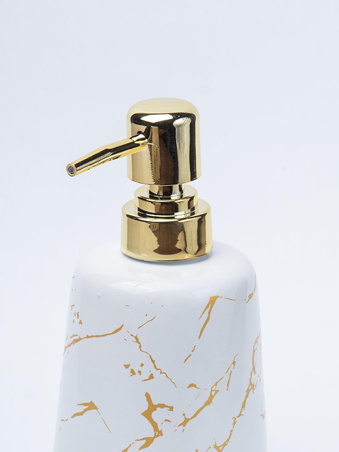 Off White Ceramic Liquid Soap Dispenser - Stone Finish, Bath Accessories - 4