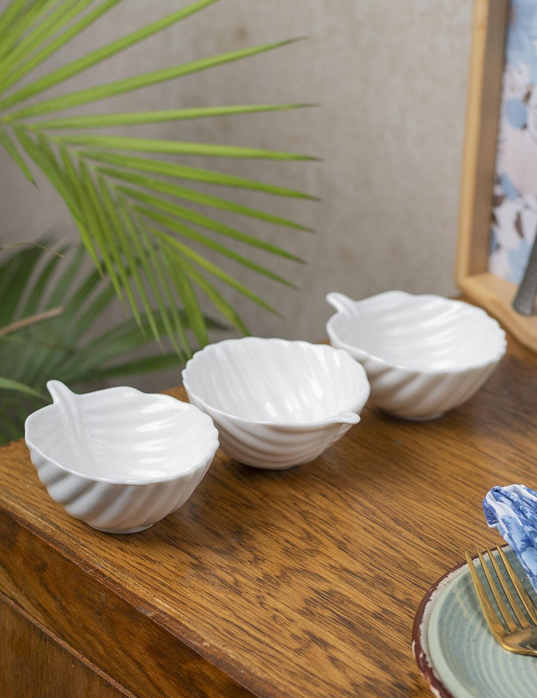 Off White Ceramic Rectangle Dish - Pack Of 3, Plain - 1